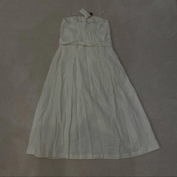 Lulus Moon River Zoie White Straplesss Belted Midi Dress - Medium, NWT - Picture 4 of 4
